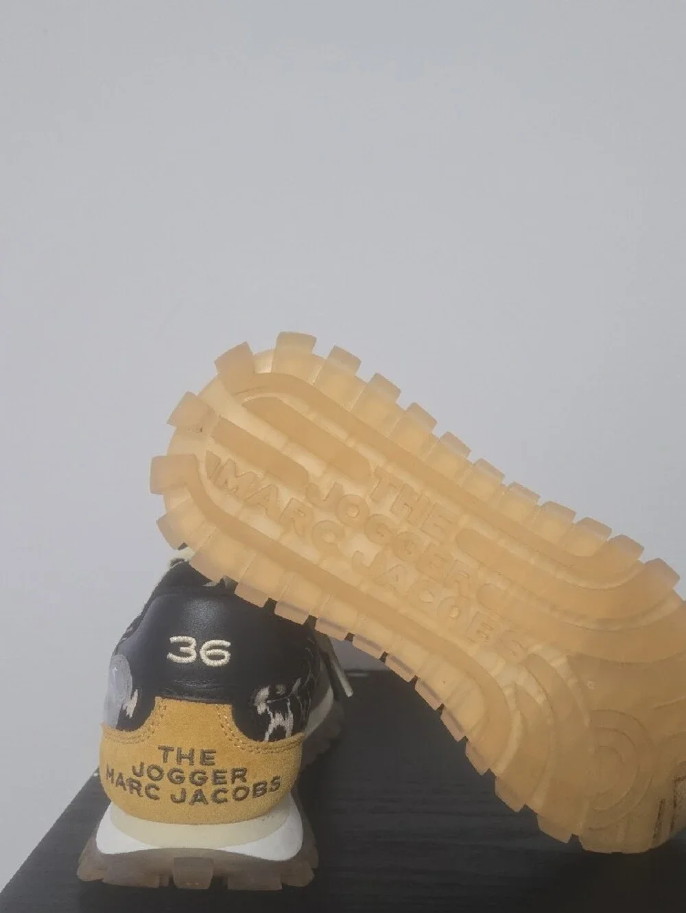 Marc Jacobs Leopard Print Jogger Sneakers - Yellow/Black/Olive - Picture 3 of 4